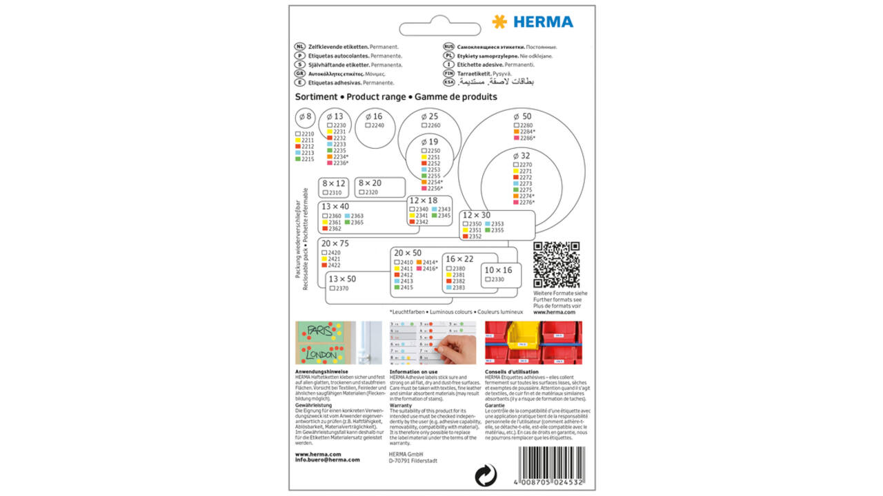 Etiket HERMA 2453 25x40mm blauw 512stuks