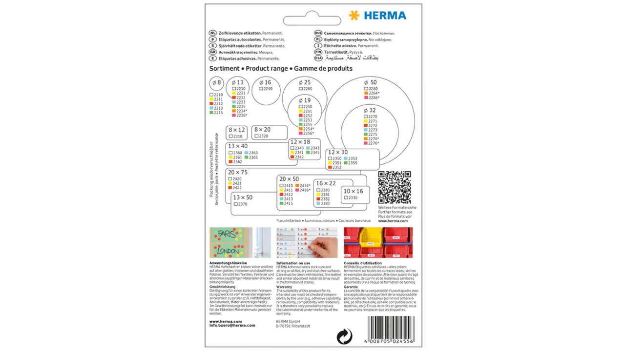 Etiket HERMA 2455 25x40mm groen 512stuks