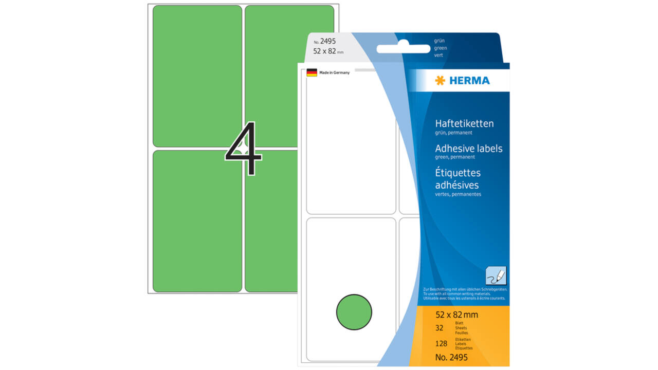 Etiket HERMA 2495 52x82mm groen 128stuks