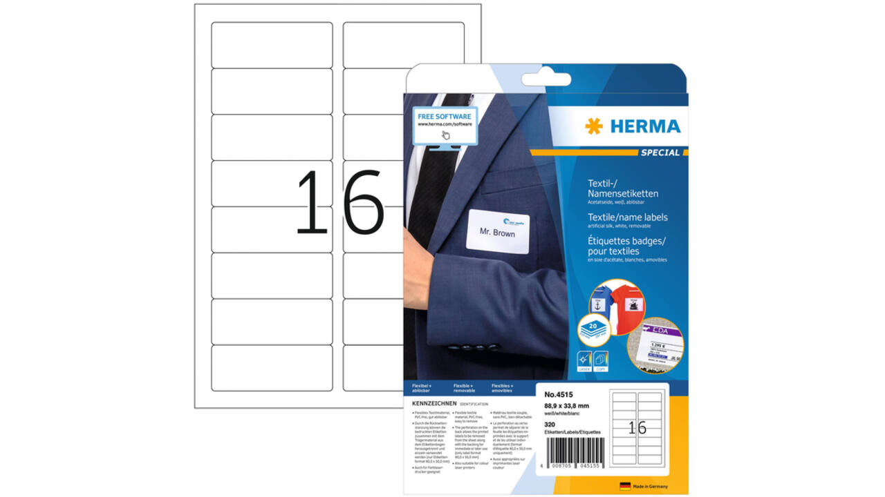 Naambadge etiket HERMA 4515 88.9x33.8mm wit