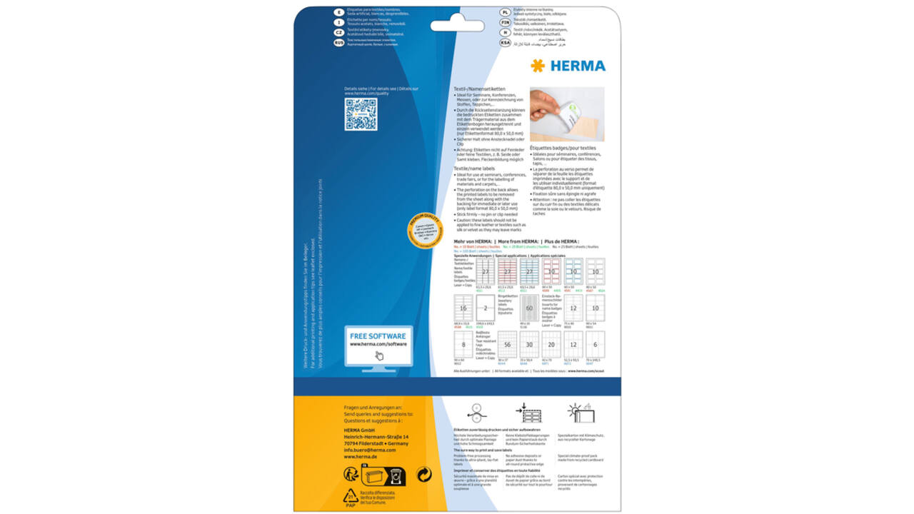 Etiket HERMA 4519 199.6x143.5mm acetaatzijde wit