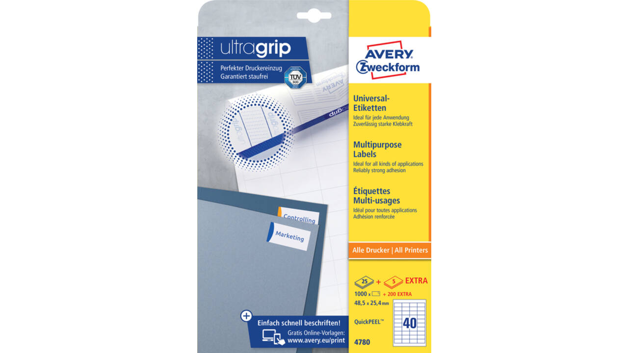 Etiket Avery Zweckform 4780 48.5x25.4mm wit 1000stuks