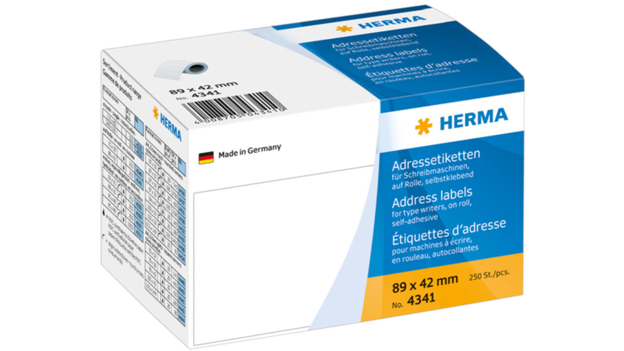 Etiket HERMA adres 4341 89X42mm op rol 250stuks