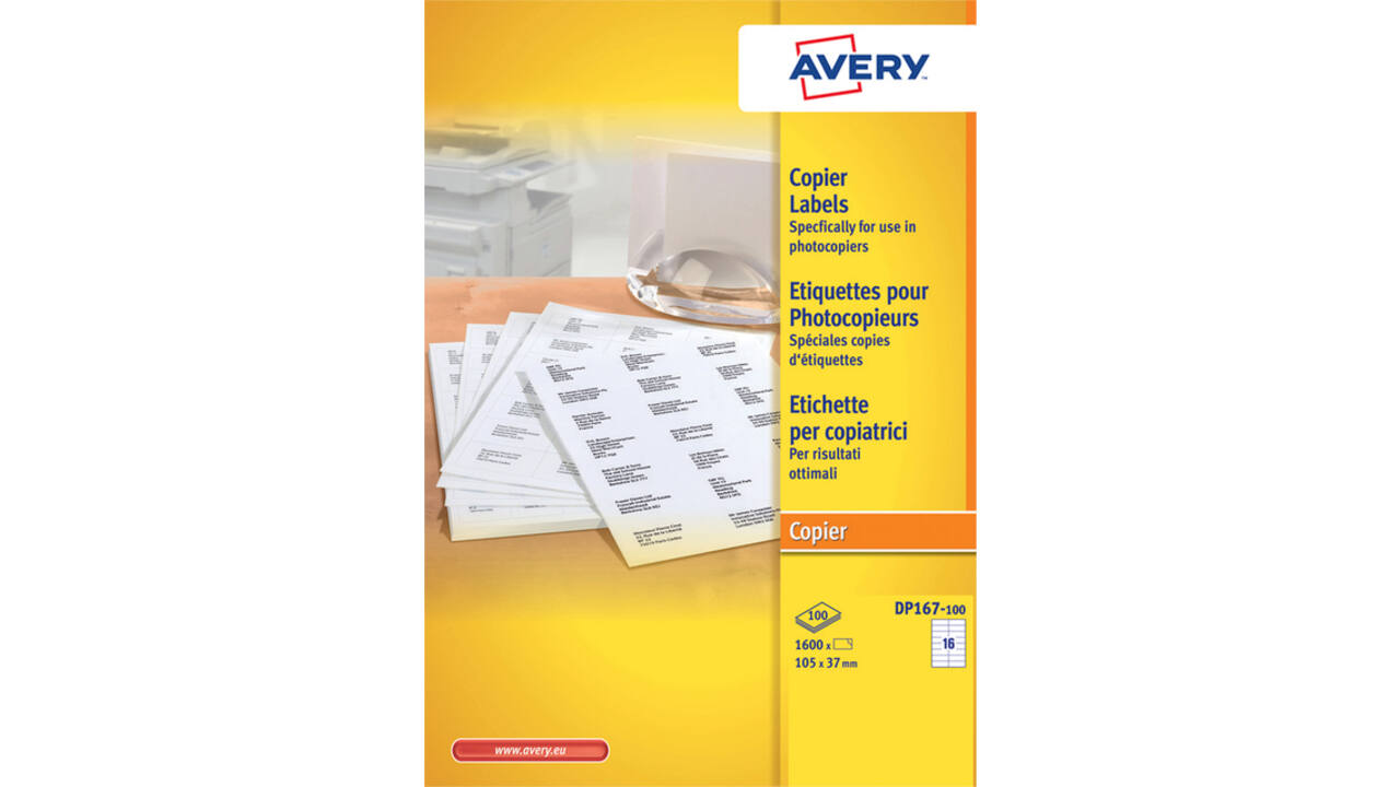 Etiket Avery DP167-100 105x37mm wit 1600stuks