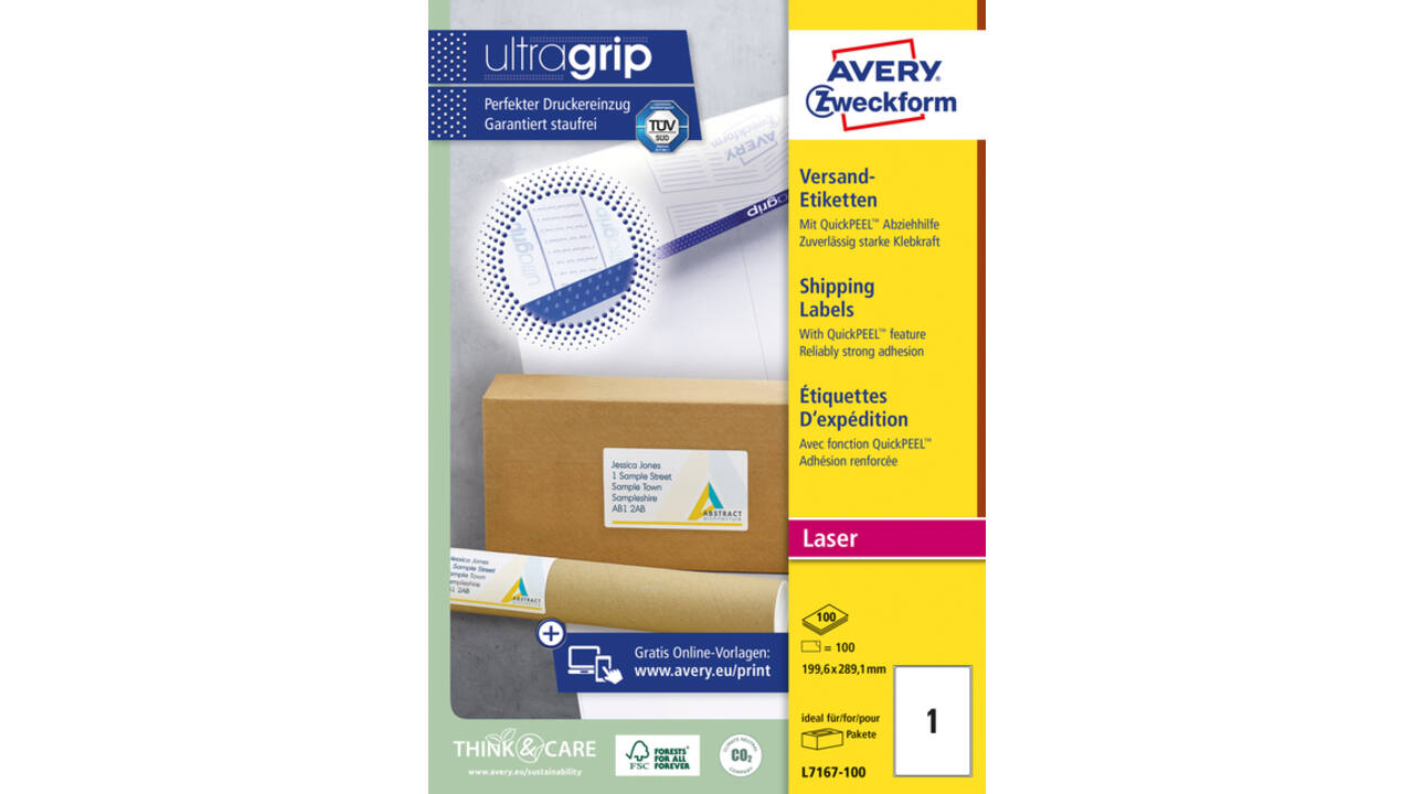 Etiket Avery L7167-100 199.6x289.1mm 100stuks wit