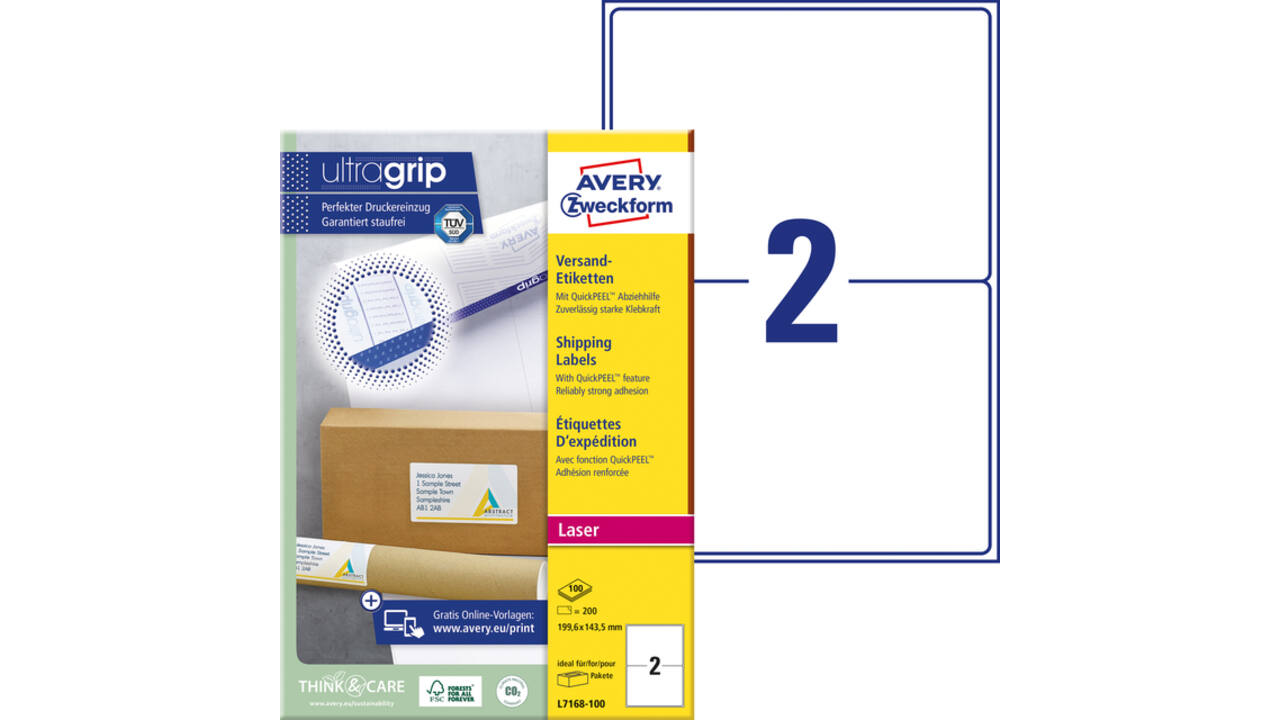 Etiket Avery L7168-100 199.6x143.5mm wit 200stuks wit