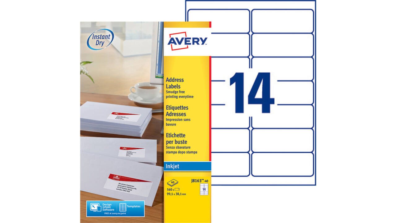Etiket Avery J8163-40 99.1x38.1mm wit 560stuks
