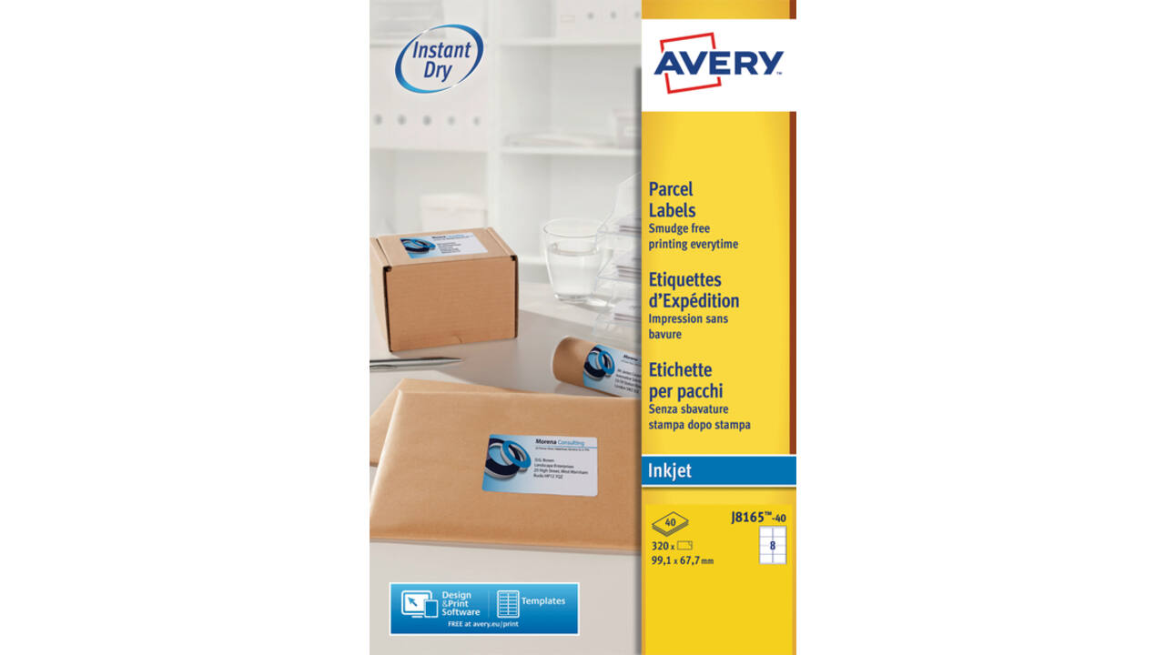 Etiket Avery J8165-40 99.1x67.7mm wit 320stuks