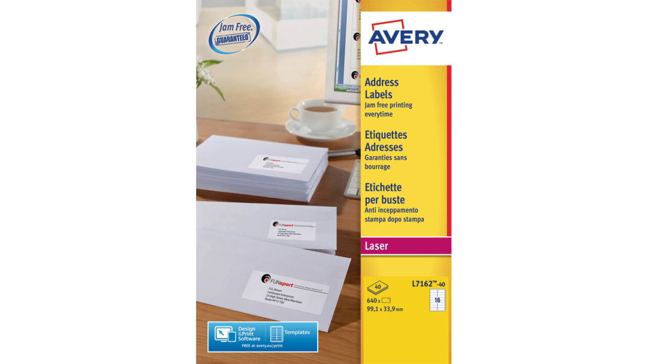 Etiket Avery L7162-40 99.1x33.9mm wit 640stuks