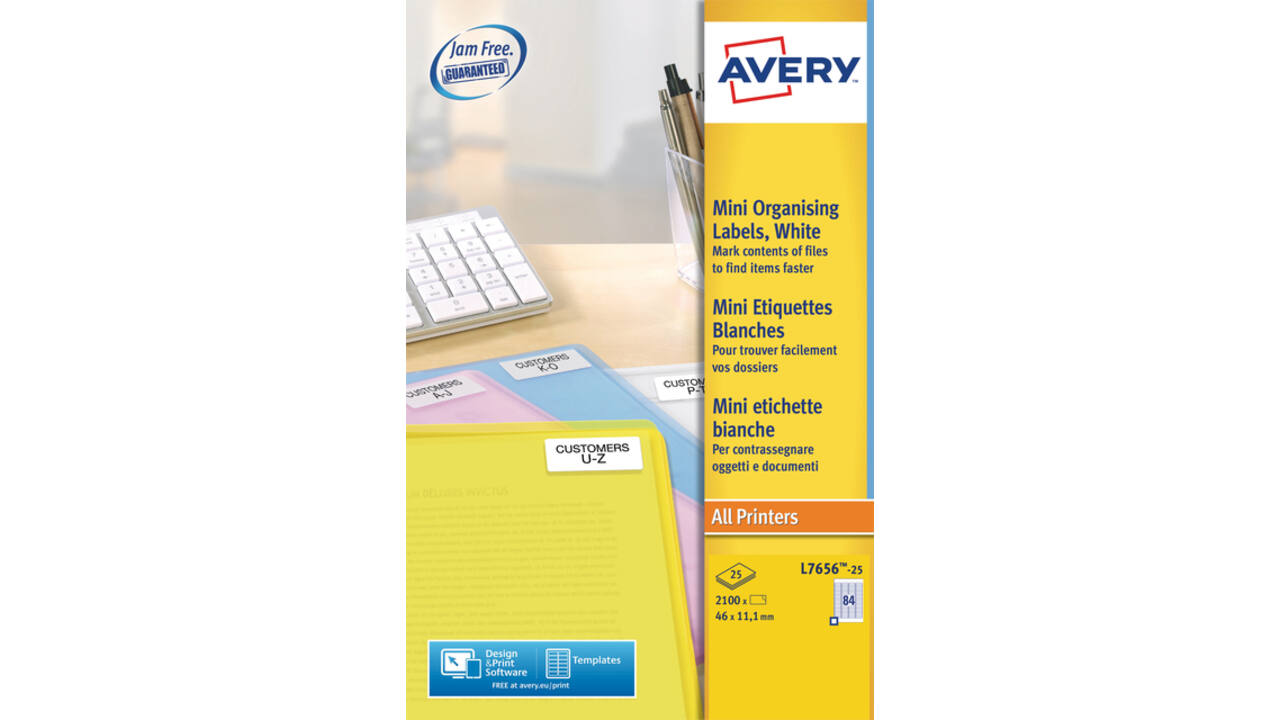 Etiket Avery L7656-25 46x11.1mm wit 2100stuks