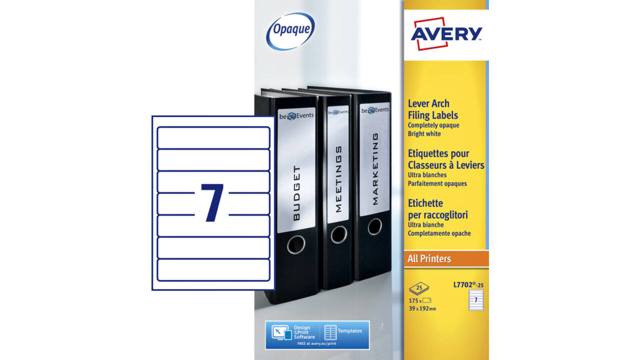 Rugetiket Avery smal 39x192mm zelfklevend wit