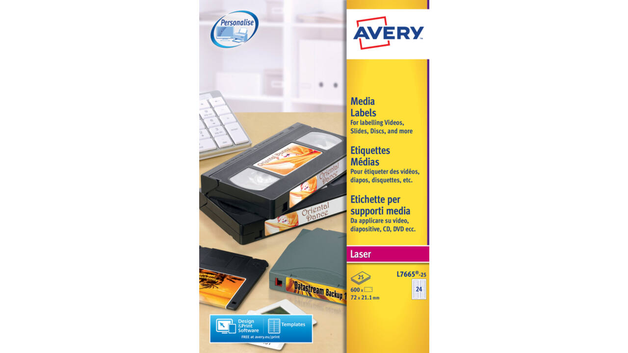 Etiket Avery L7665-25 72x21.2mm voor datatape's 600stuks