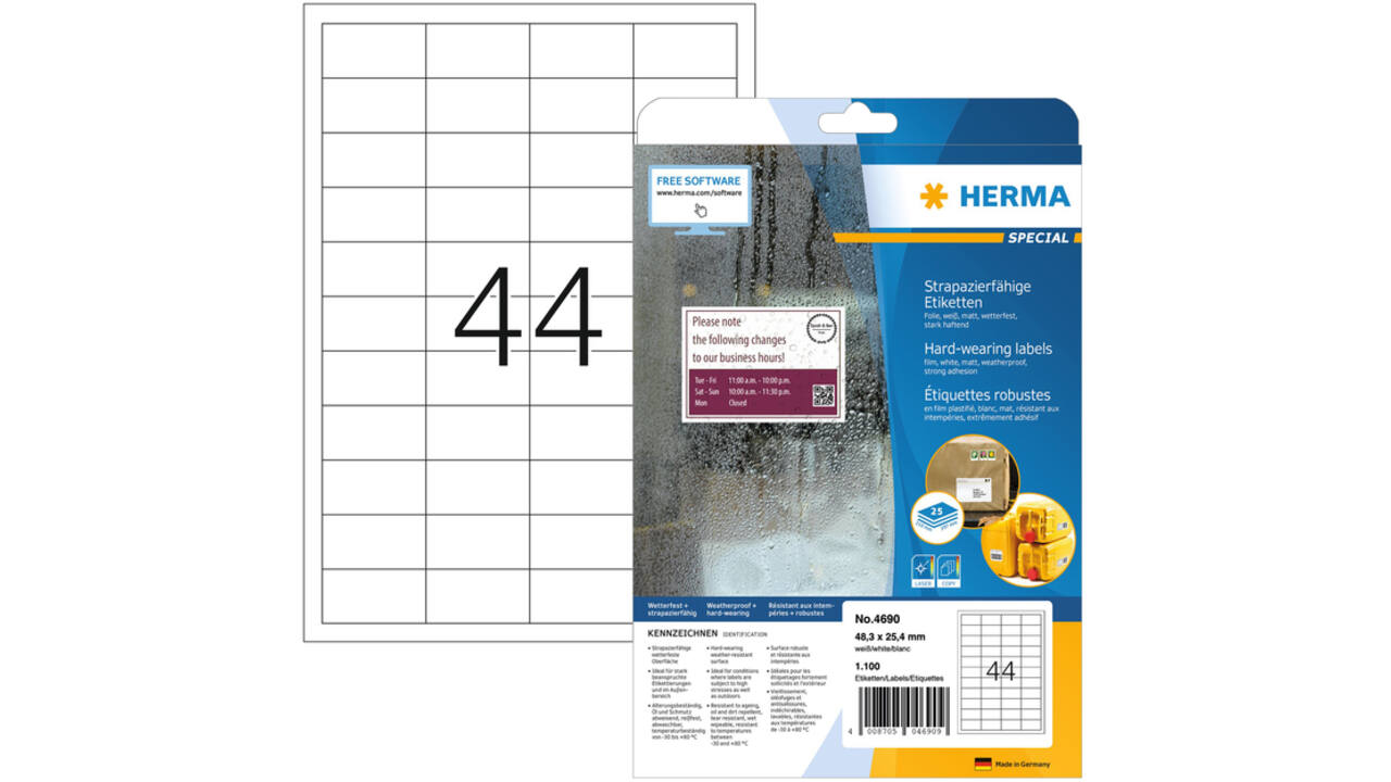 Etiket HERMA 4690 48.3x25.4mm weerbestendig wit 1100stuks