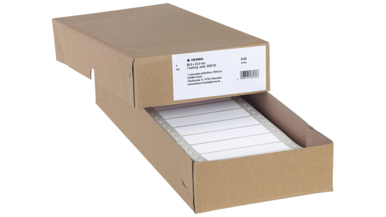 Etiket HERMA 8160 88.9x23mm 1-baans wit 2000stuks