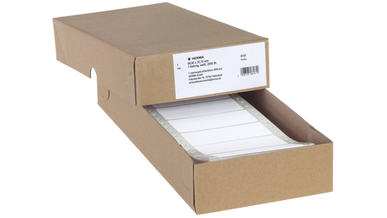 Etiket HERMA 8161 88.9x35.7mm 1-baans wit 2000stuks