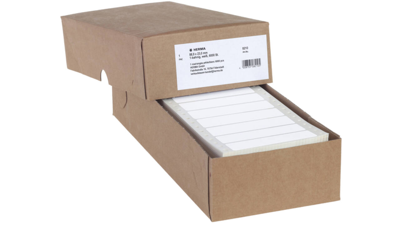 Etiket HERMA 8210 88.9x23Mm 1-baans wit 6000stuks