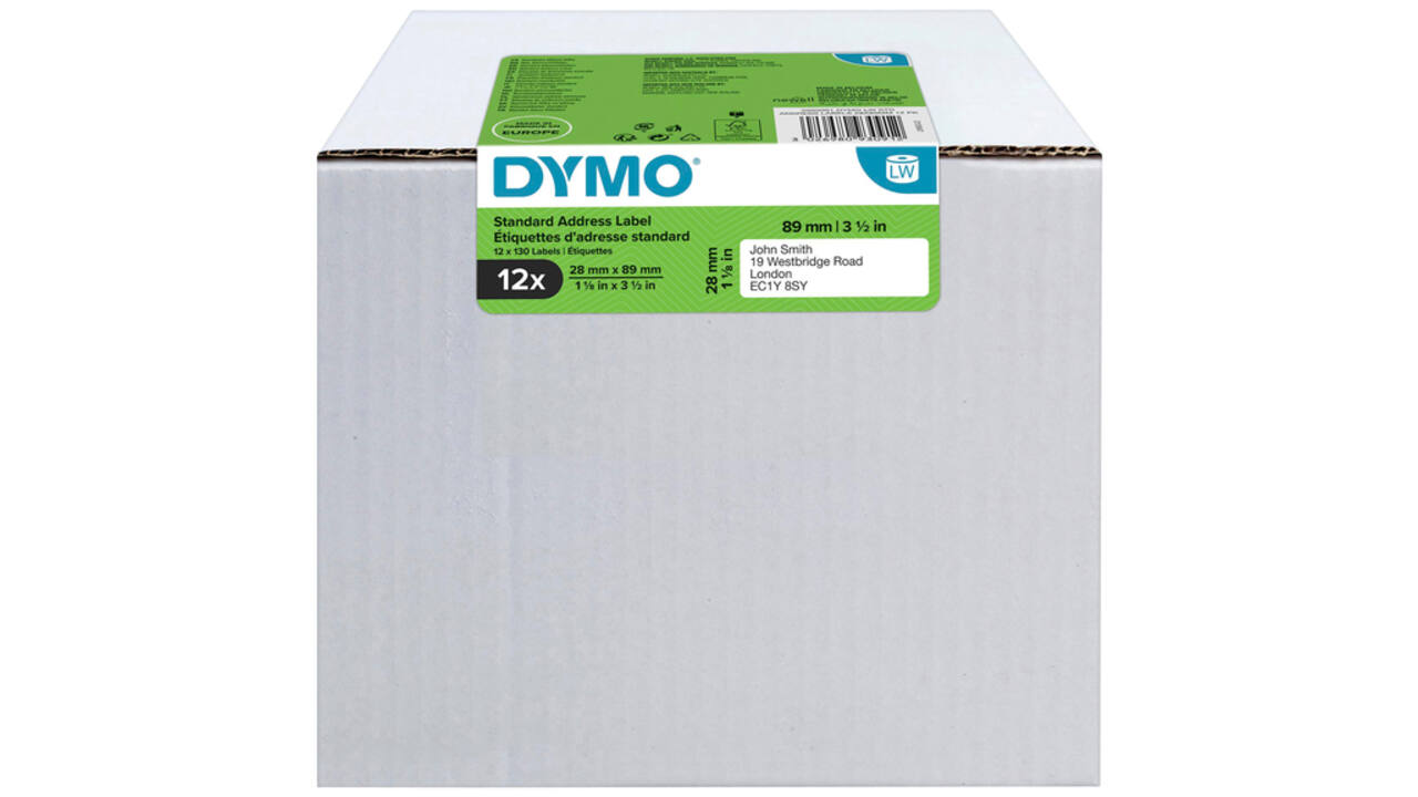 Etiket Dymo LabelWriter adressering 28x89mm 12 rollen á 130 stuks wit