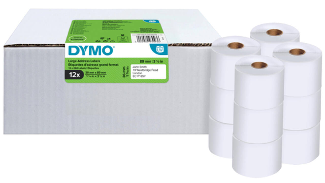 Etiket Dymo LabelWriter adressering 36x89mm 12 rollen á 260 stuks wit