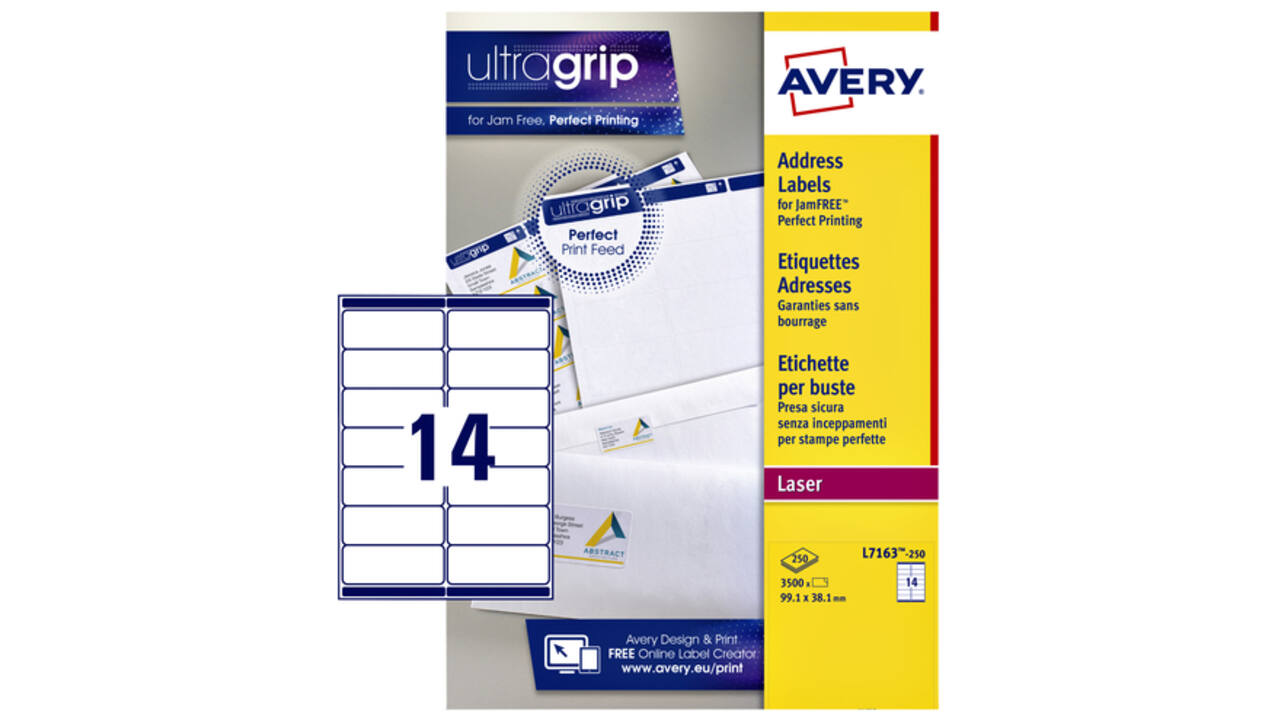 Etiket Avery L7163-250 99.1x38.1mm wit 3500stuks