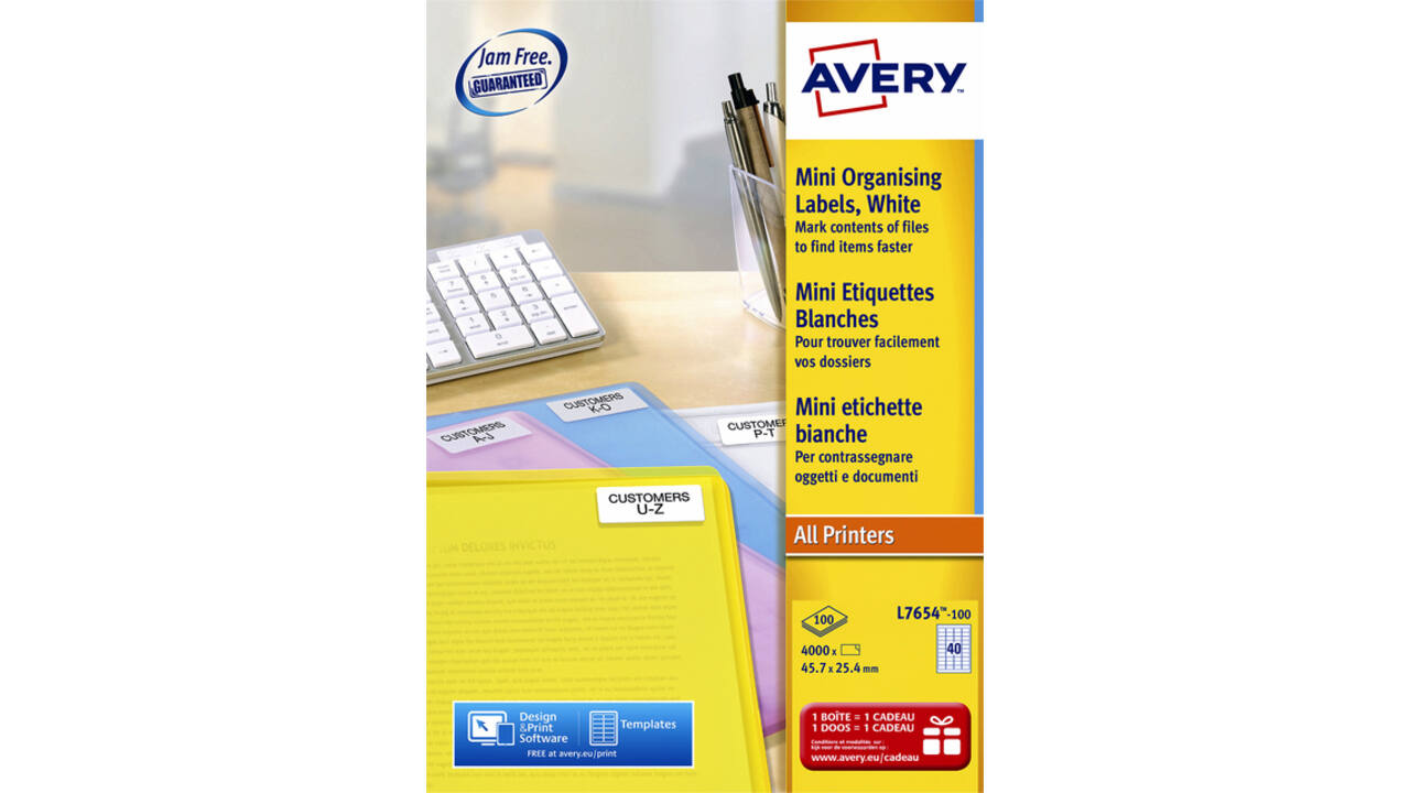 Etiket Avery L7654-100 45.7x25.4mm wit 4000stuks
