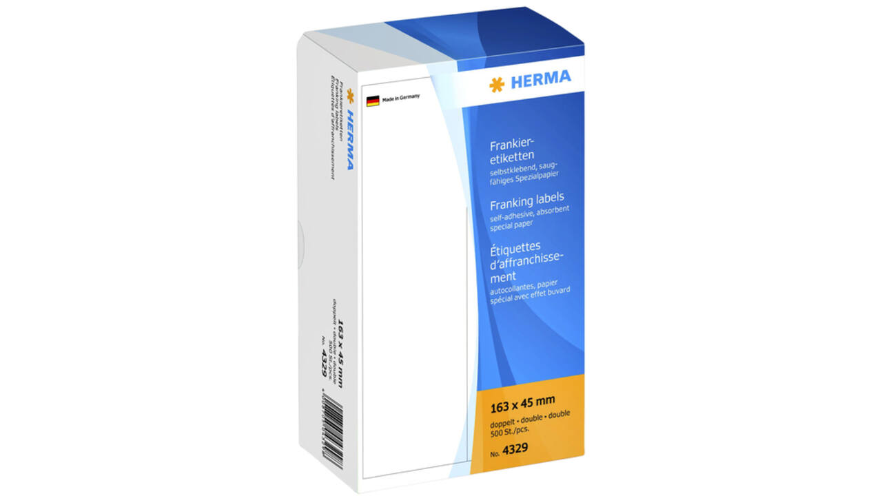Frankeeretiket HERMA 4329 dubbel 163x45mm 500stuks