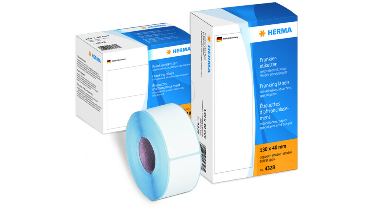 Frankeeretiket HERMA 4329 dubbel 163x45mm 500stuks