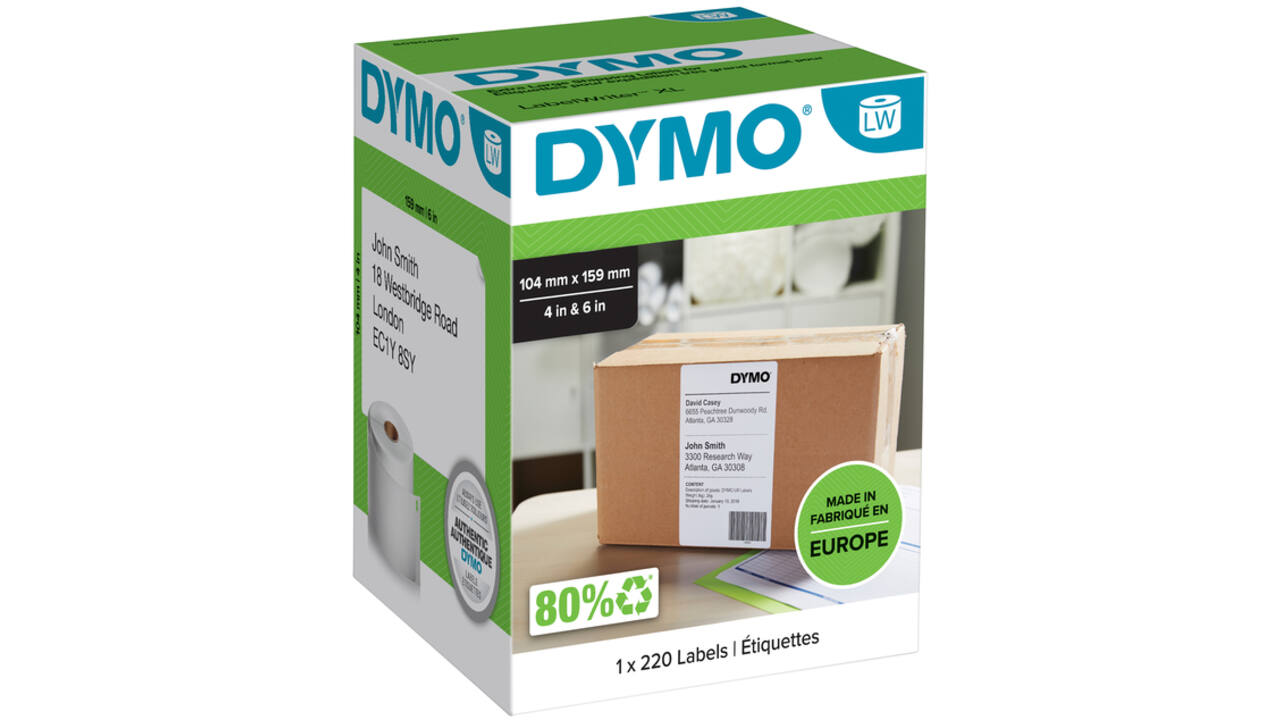 Etiket Dymo LabelWriter 5XL verzendlabel 104x159mm 1 rol á 220 stuks wit