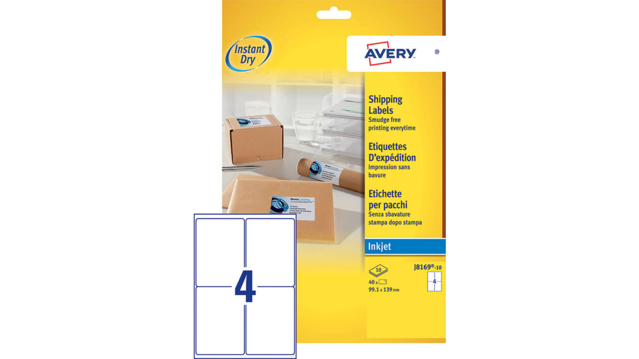 Etiket Avery J8169-10 99.1x139mm wit 40stuks