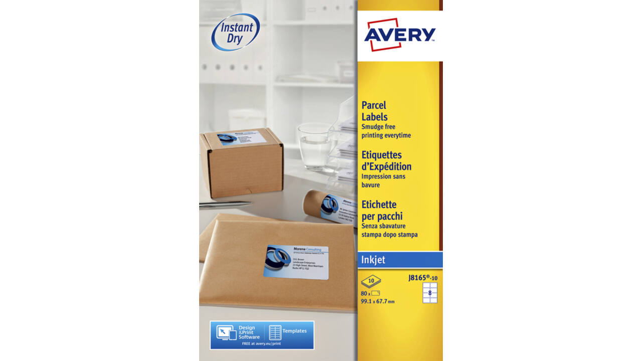 Etiket Avery J8165-10 99.1x67.7mm wit 80stuks