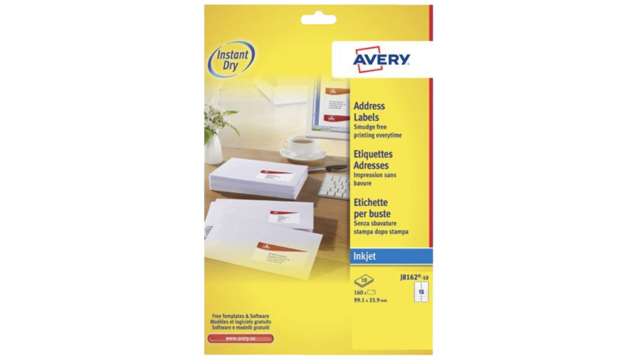 Etiket Avery J8162-10 99.1x33.9mm wit 160stuks