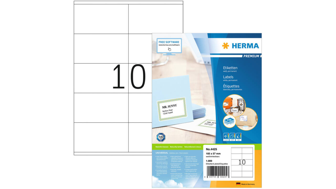 Etiket HERMA 4425 105x57mm premium wit 1000stuks