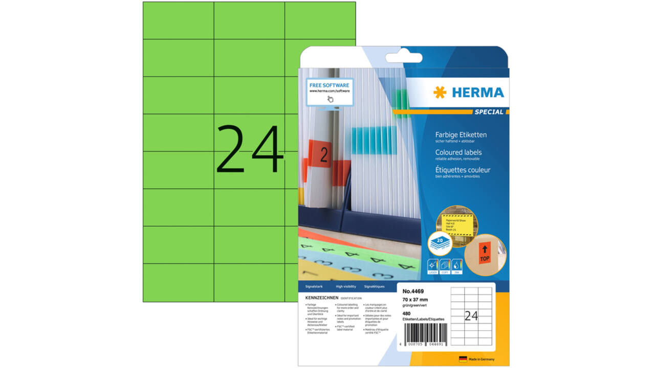 Etiket HERMA 4469 70x37mm verwijderbaar groen 480stuks