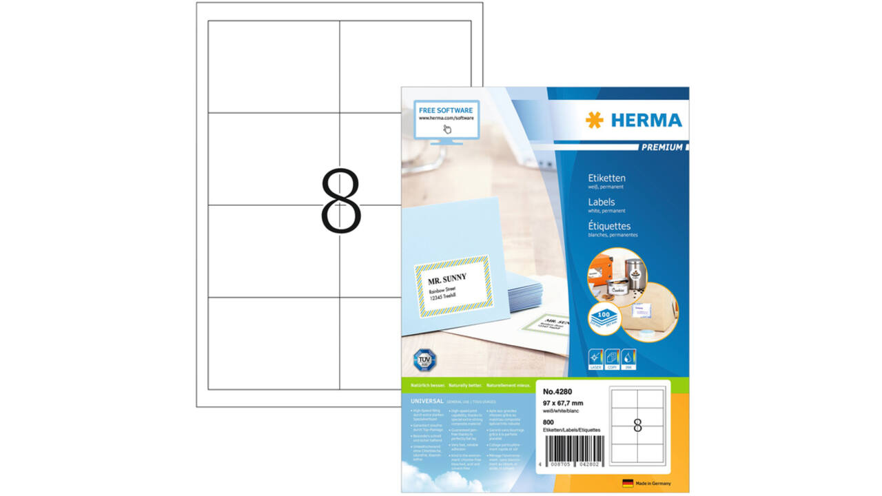 Etiket HERMA 4280 97x67.7mm premium wit 800stuks