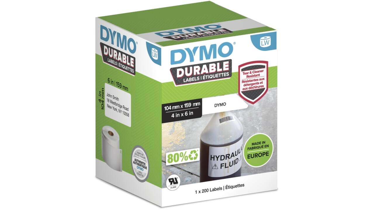 Etiket Dymo LabelWriter industrieel 104x159mm 1 rol á 200 stuks wit