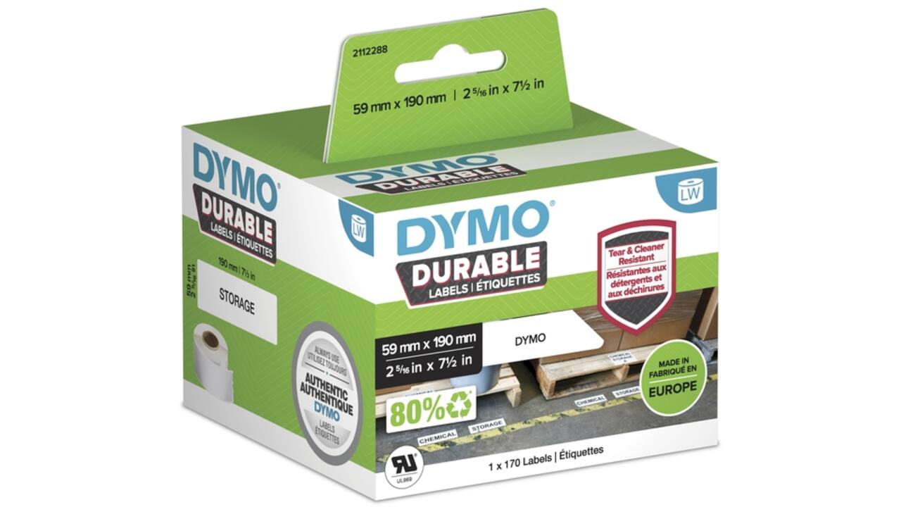 Etiket Dymo LabelWriter industrieel 59x190mm 1 rol á 170 stuks wit