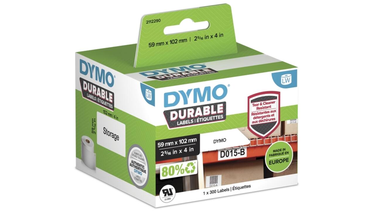 Etiket Dymo LabelWriter industrieel 59x102mm 1 rol á 300 stuks wit