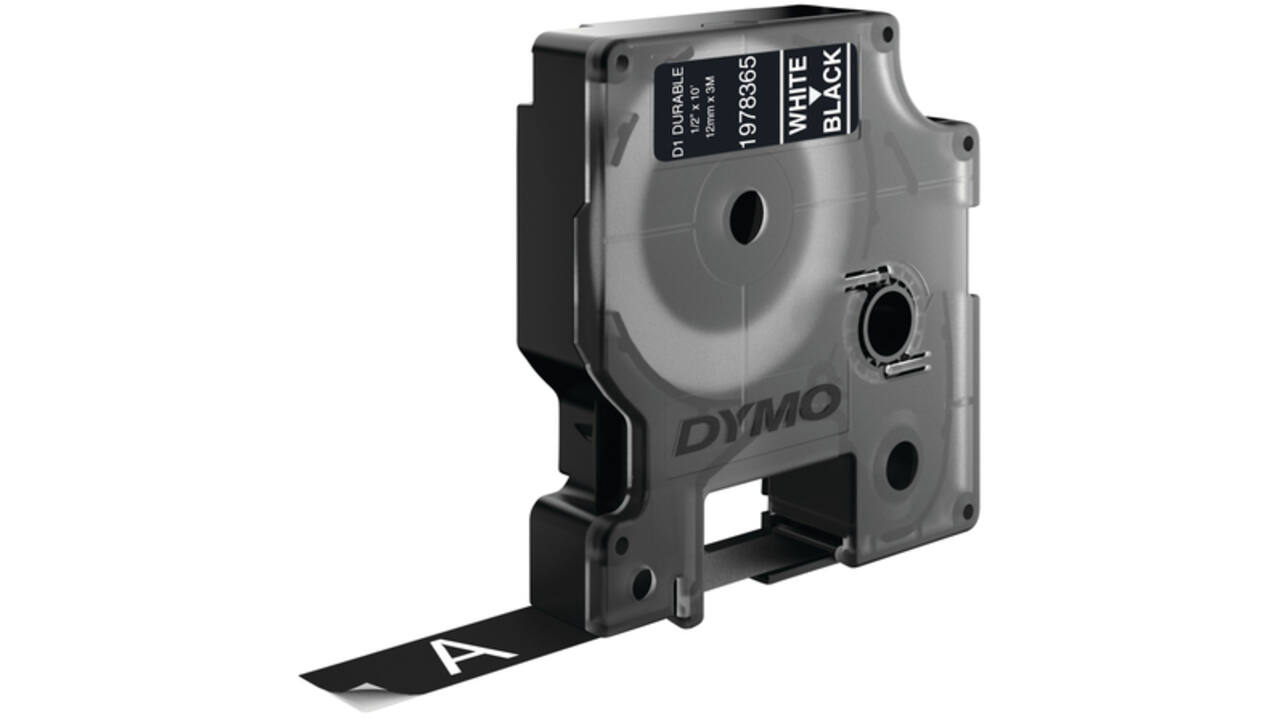 Labeltape Dymo LabelManager D1 polyester 12mm wit op zwart
