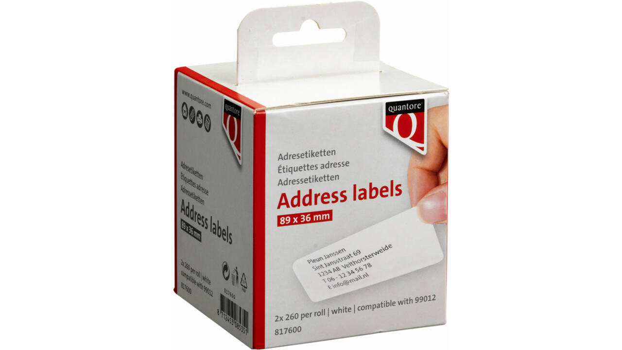 Labeletiket Quantore 99012 36x89mm adres wit