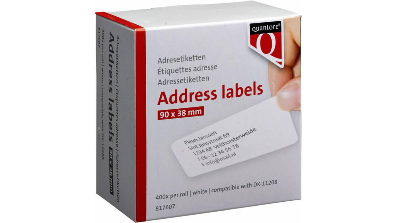 Labeletiket Quantore DK-11208 38x90mm adres wit