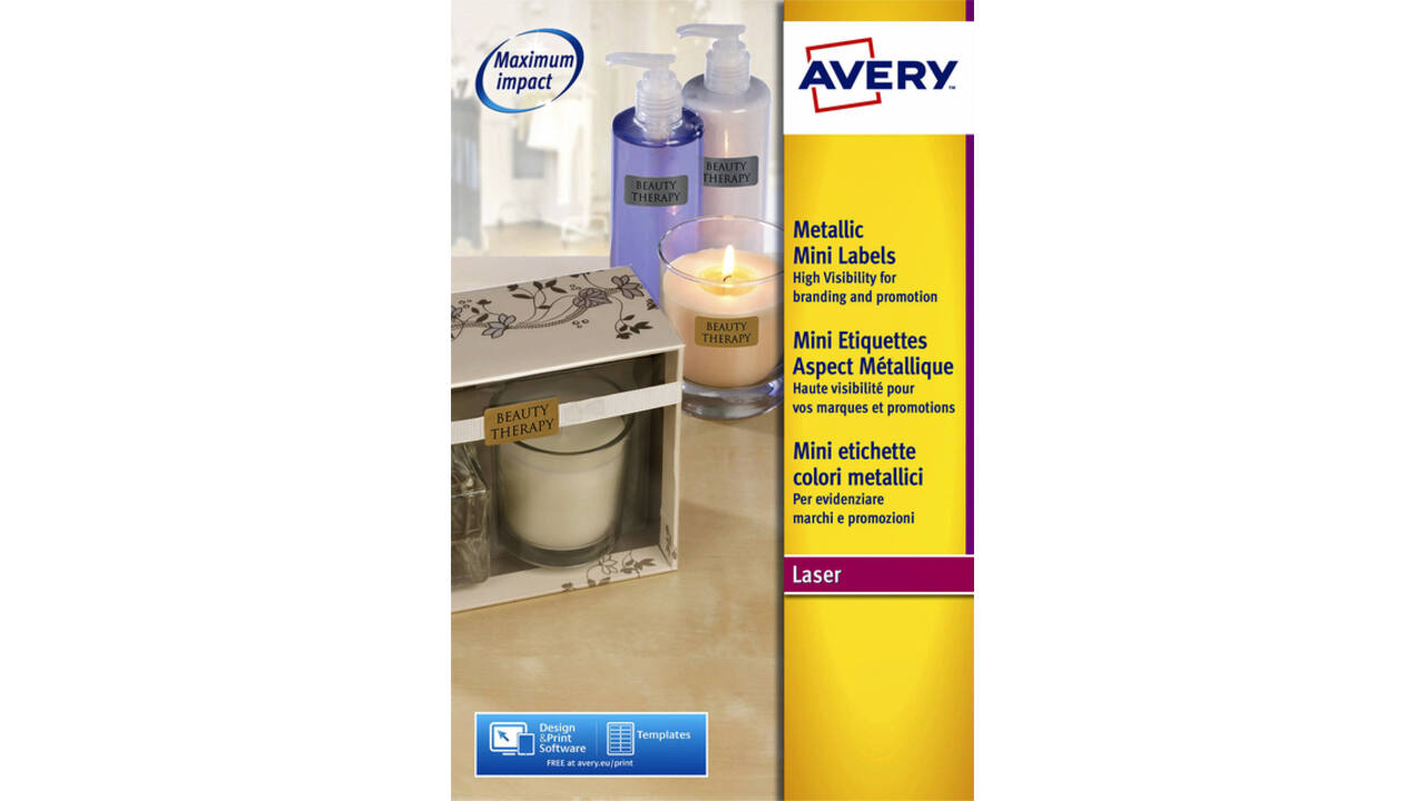 Etiket Avery L7680-25 38.1x21.2mm goud 1625stuks
