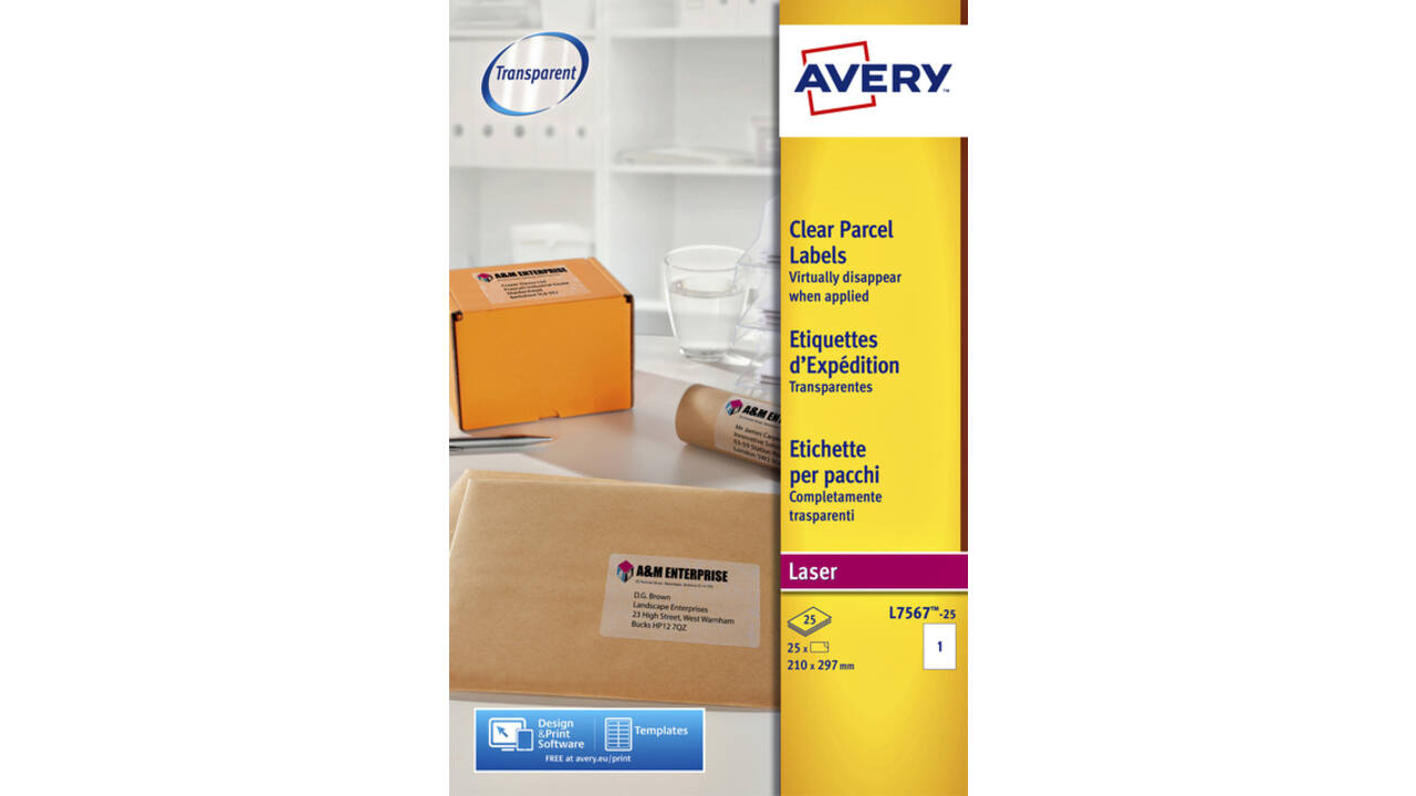 Etiket Avery L7567-25 210x297mm transparant 25stuks