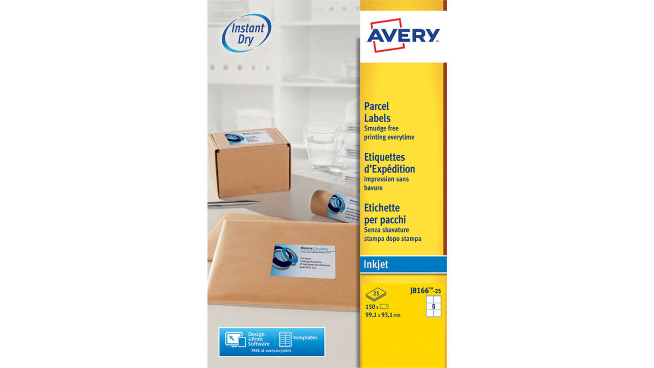 Etiket Avery J8166-25 99.1x93.1mm wit 150stuks