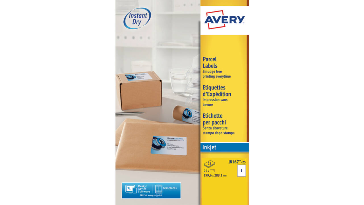 Etiket Avery J8167-25 199.6x289.1mm wit 25stuks