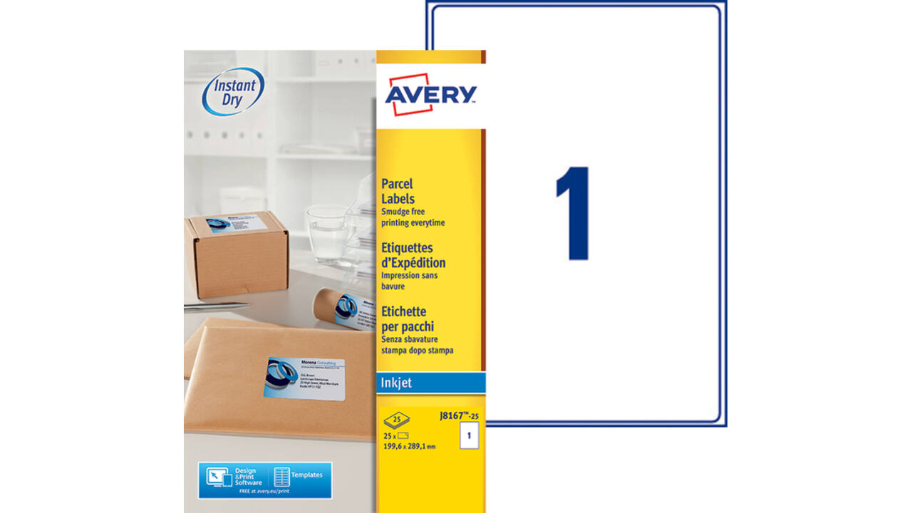 Etiket Avery J8167-25 199.6x289.1mm wit 25stuks