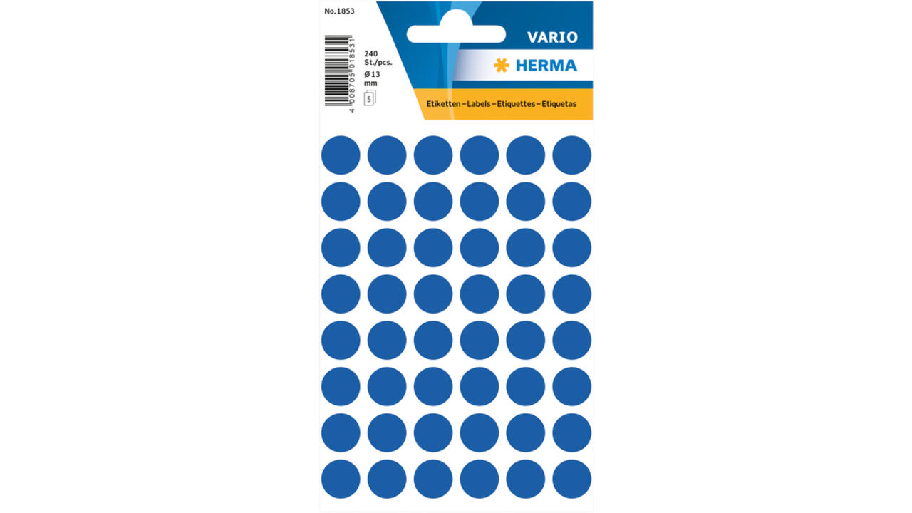 Etiket HERMA 1853 rond 13mm donkerblauw 240stuks