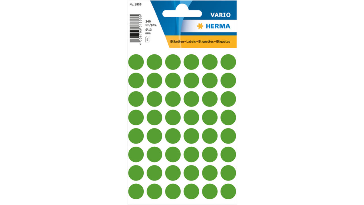Etiket HERMA 1855 rond 13mm donkergroen 240stuks