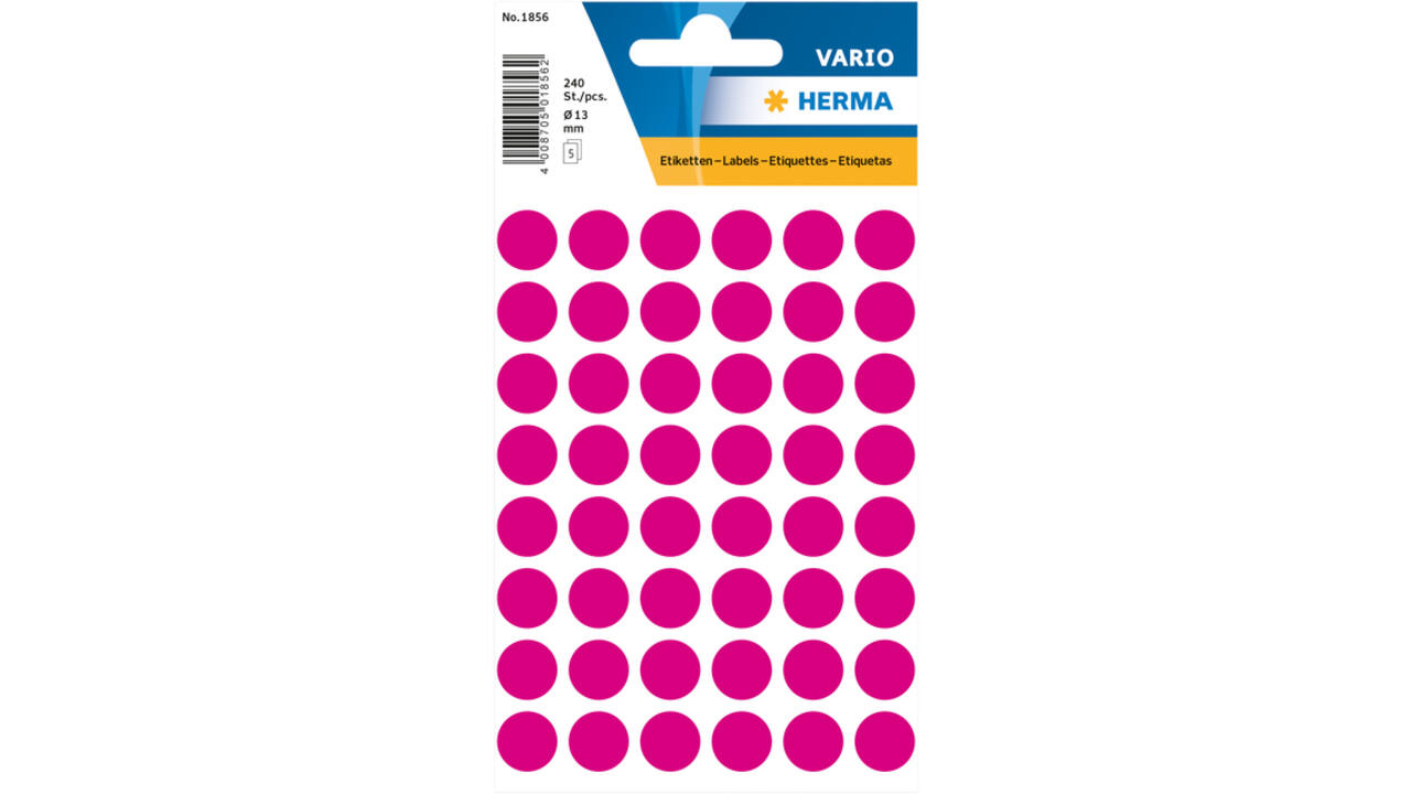 Etiket HERMA 1856 rond 13mm roze 240stuks