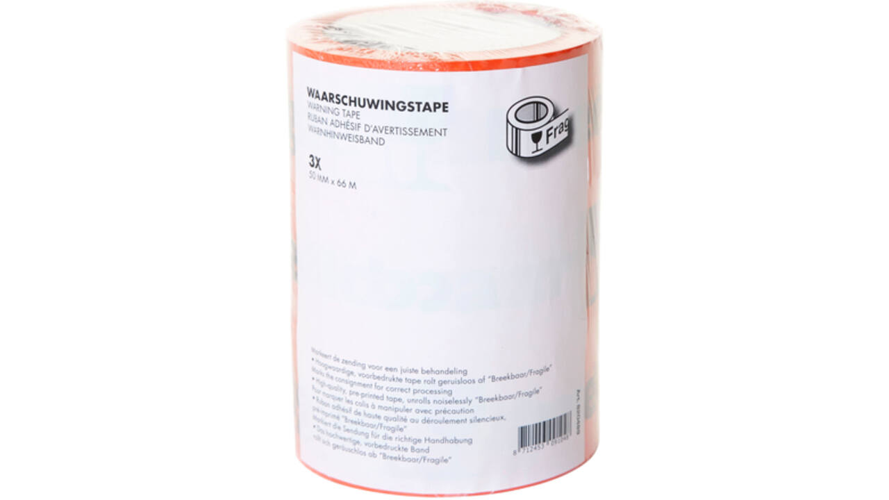 Waarschuwingstape IEZZY breekbaar 50mmx66m oranje/zwart