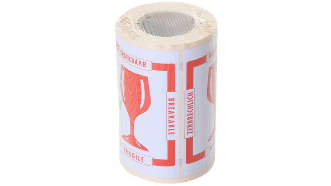 Waarschuwingsetiket IEZZY breekbaar 80mmx100m rood