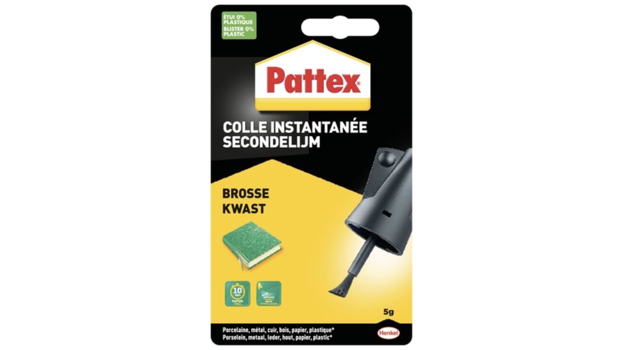 Secondelijm Pattex met kwast flacon 5gram op blister